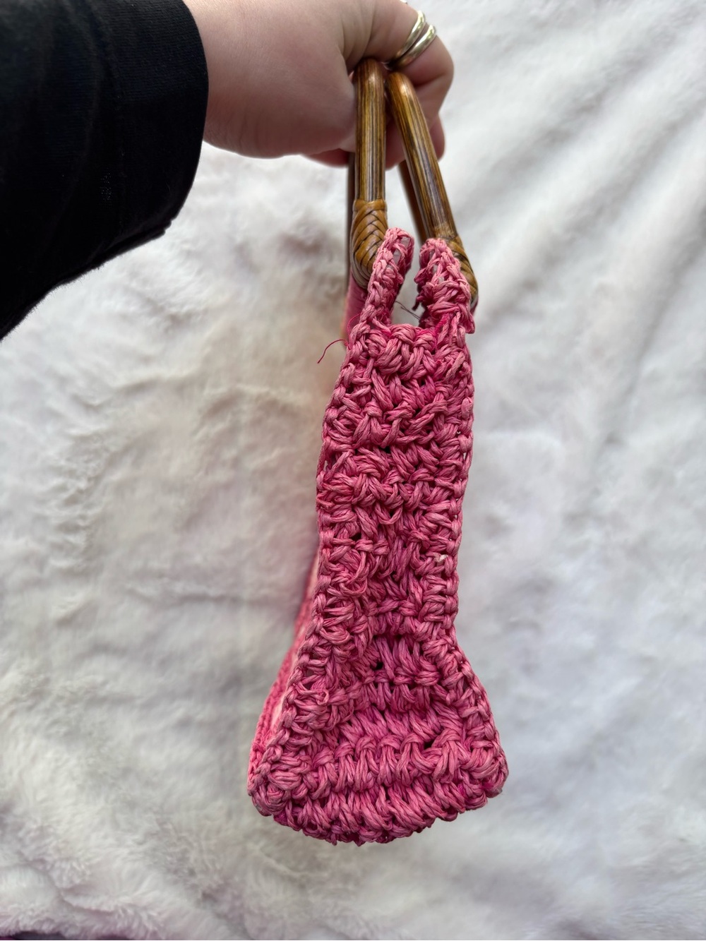 Call It Spring Pink Woven Raffia Top-Handle Bag - Picture 8 of 11
